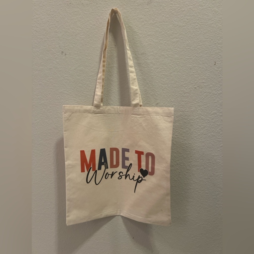 Natural Cotton Tote – “Made to Worship” Inspirational Bag - Picture 1 of 1